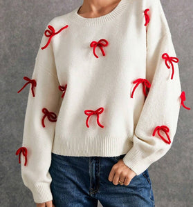 Bow Accent Casual Knit Sweater