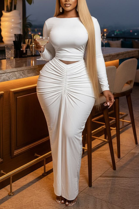 Elegant Draped Skirt Set