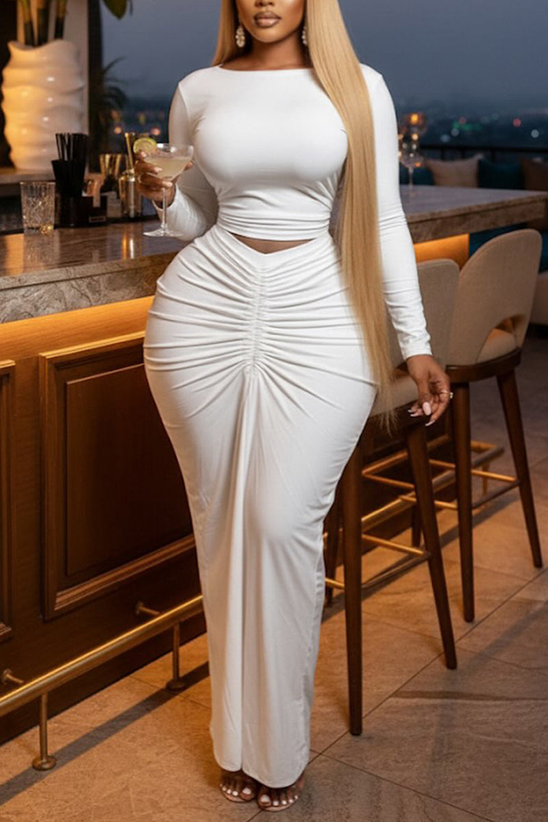Elegant Draped Skirt Set