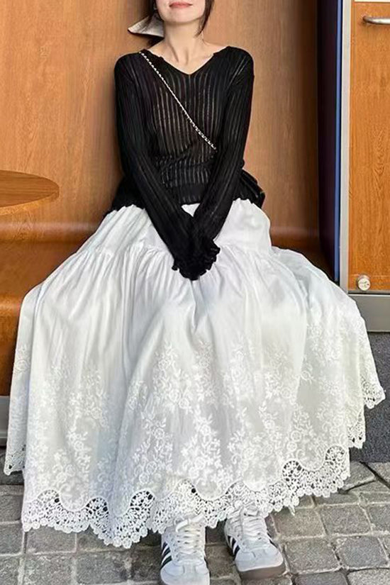 Lace Midi Skirt with Casual Elegance