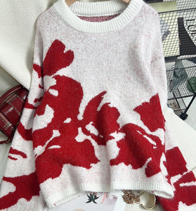 Floral Patterned Relaxed Sweater