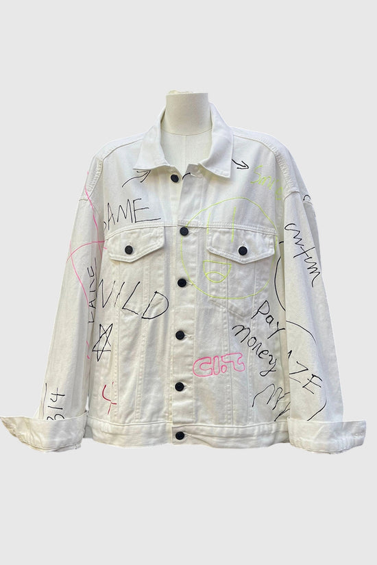 Graphic Text Print Denim Jacket