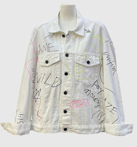 Graphic Text Print Denim Jacket