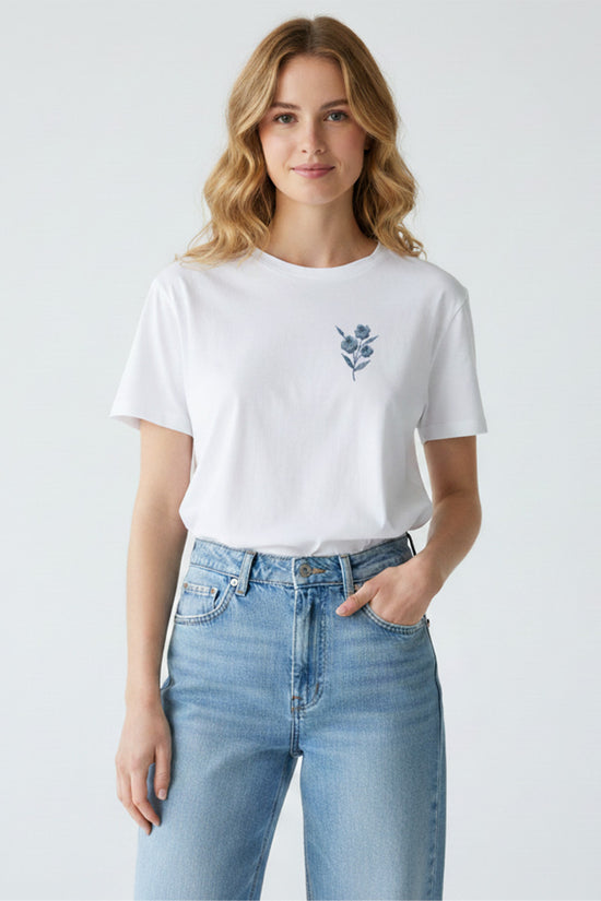 Single Stem Embroidered T-Shirt