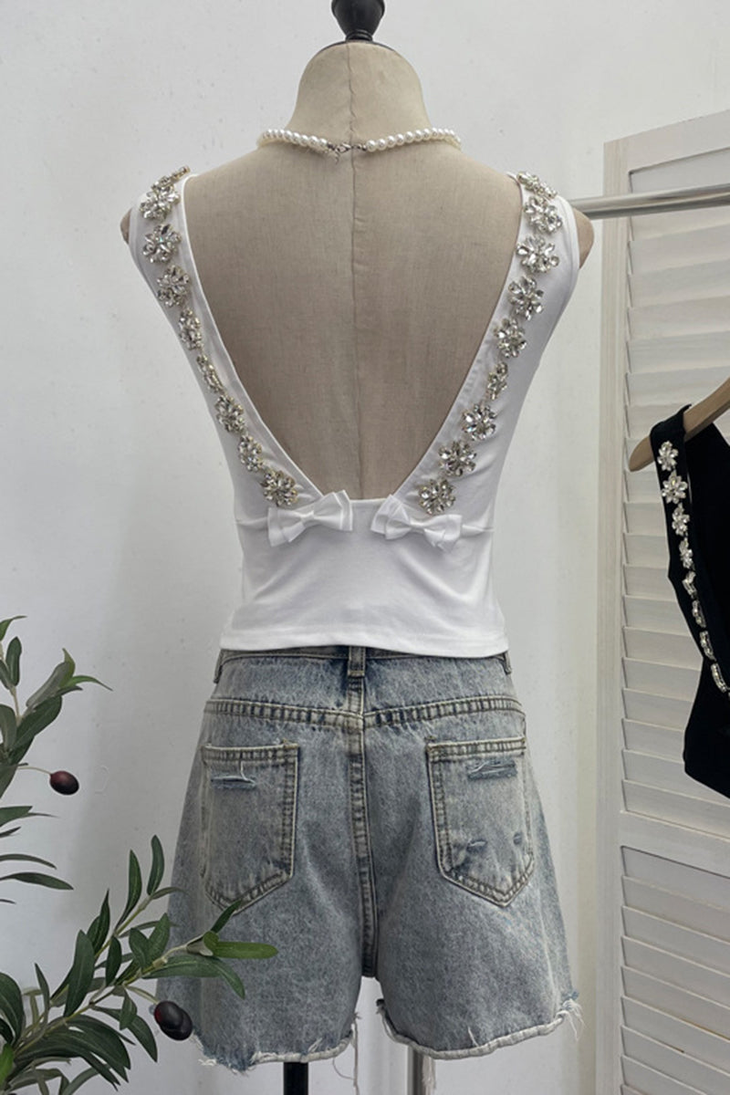 Floral Embellished Sleeveless Tank Top
