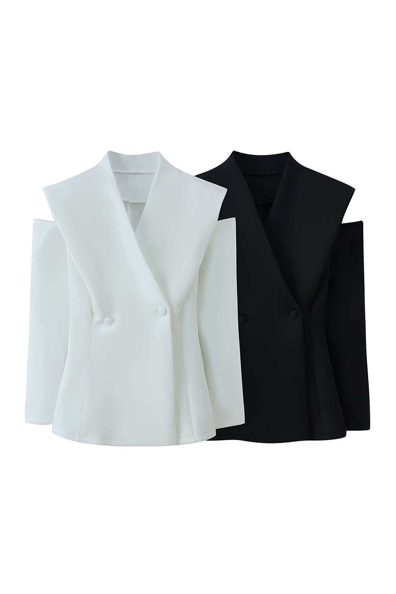 Structured Cold-Shoulder Blazer Jacket