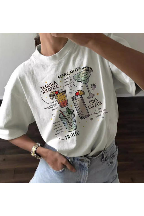 Graphic Tee with Cocktail Recipes