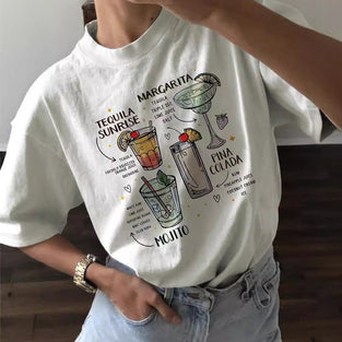 Graphic Tee with Cocktail Recipes