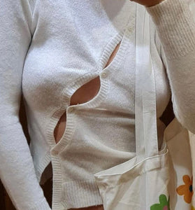 Stylish Cutout Button-Up Cardigan