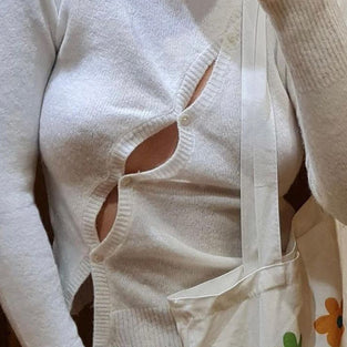 Stylish Cutout Button-Up Cardigan