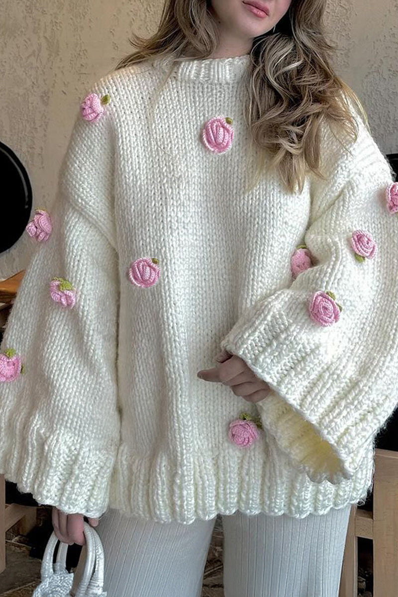 Floral Embellished Oversized Sweater