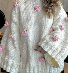 Floral Embellished Oversized Sweater