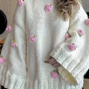 Floral Embellished Oversized Sweater