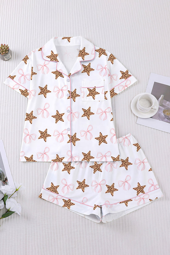 Star and Bow Print Loungewear Set