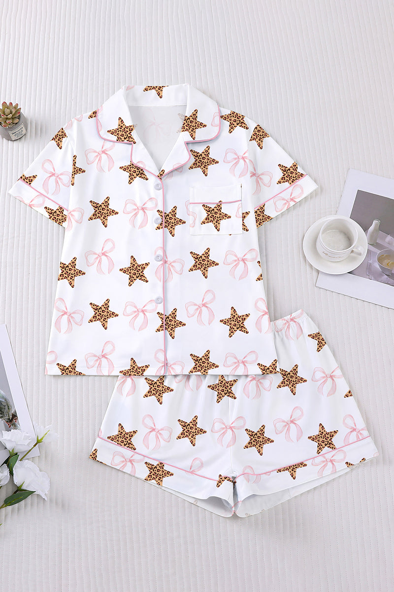 Star and Bow Print Loungewear Set