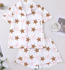 Star and Bow Print Loungewear Set