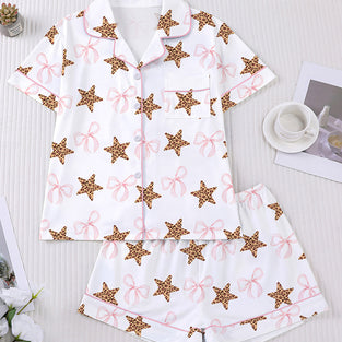 Star and Bow Print Loungewear Set