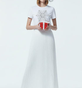 Silver Crystal Snowflake Embroidered T-Shirt