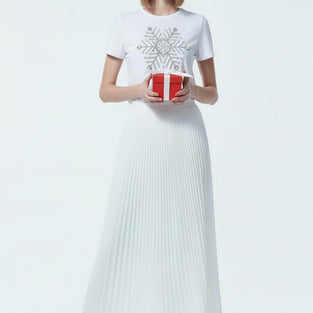 Silver Crystal Snowflake Embroidered T-Shirt