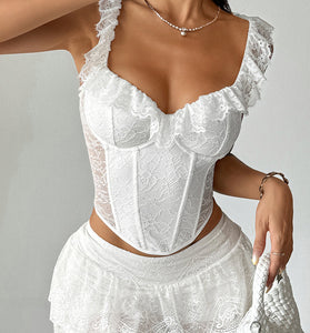 Ruffled Sleeveless Lace Camisole