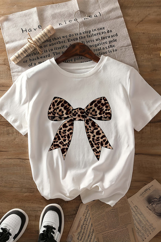 Leopard Bow Graphic T-Shirt