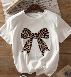Leopard Bow Graphic T-Shirt