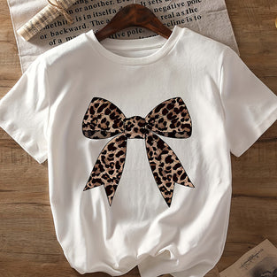 Leopard Bow Graphic T-Shirt