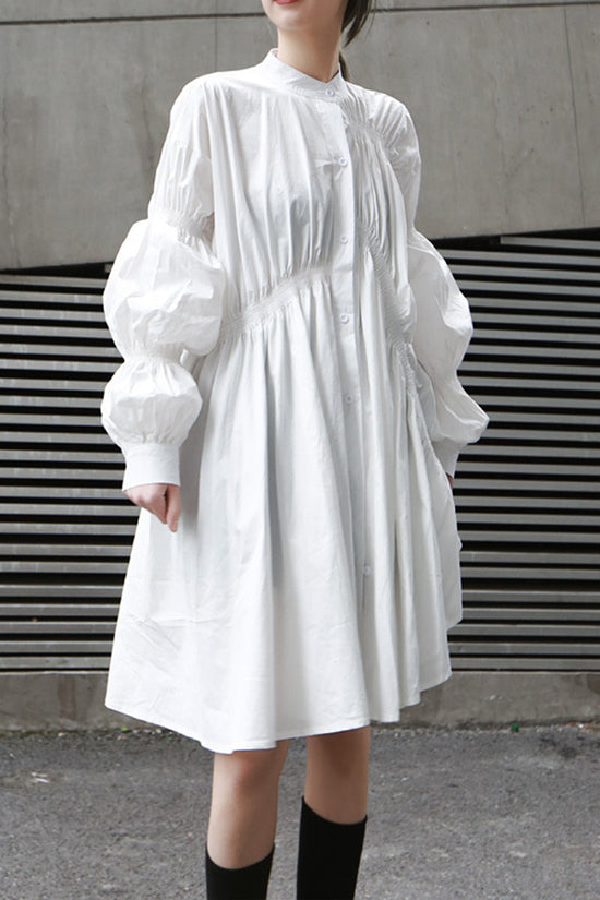Ruched Long Sleeve Casual Dress