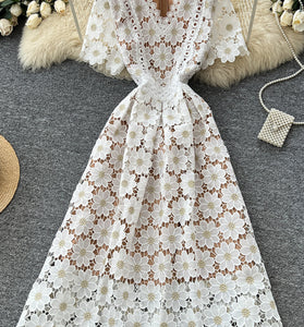 Floral V-Neck Casual Midi Dress
