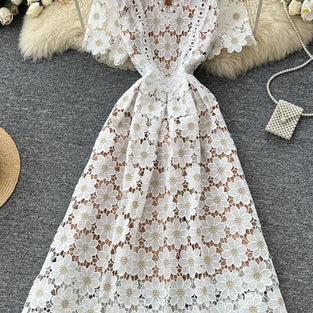 Floral V-Neck Casual Midi Dress