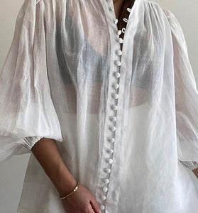 Elegant High Neck Button-Up Blouse
