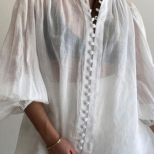 Elegant High Neck Button-Up Blouse