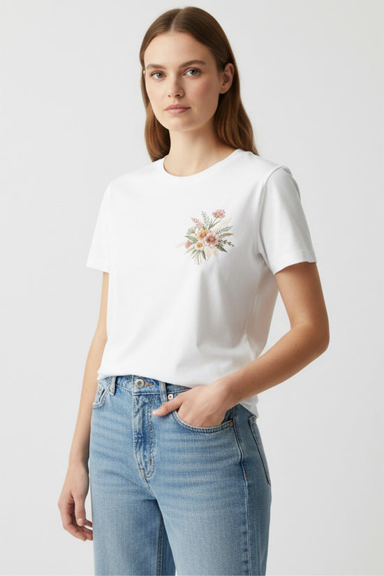 Petite Floral Embroidered T-Shirt