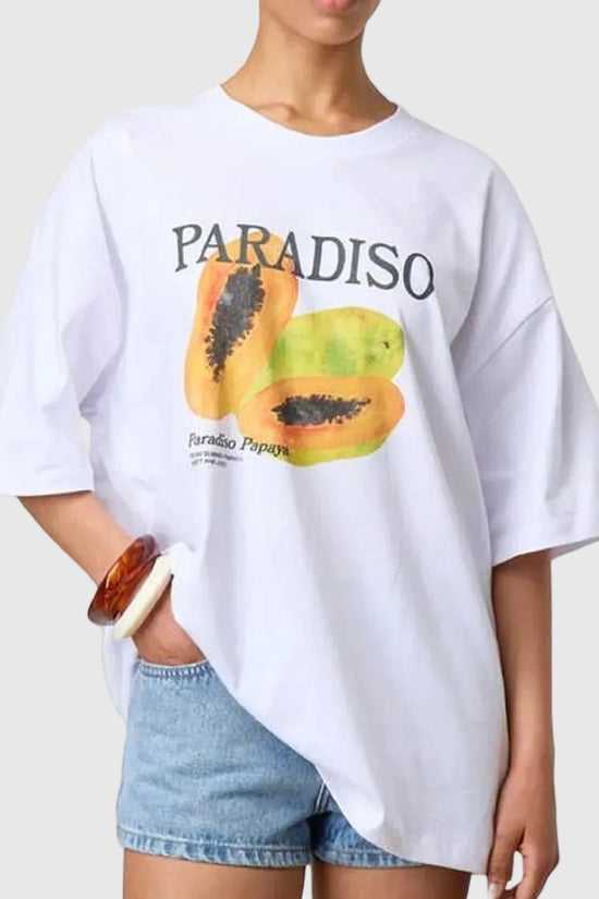 Paradiso Papaya Print Oversized Tee