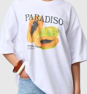 Paradiso Papaya Print Oversized Tee