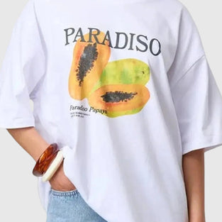Paradiso Papaya Print Oversized Tee