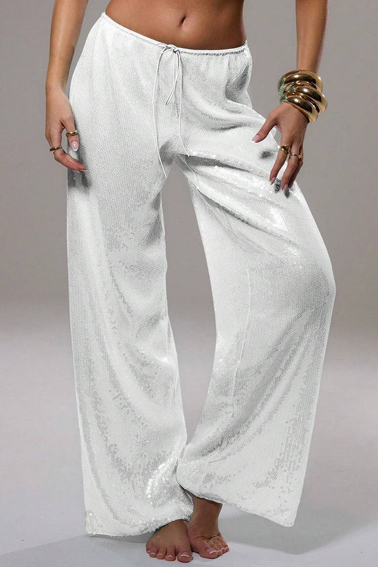 Sparkly Wide-Leg Casual Pants