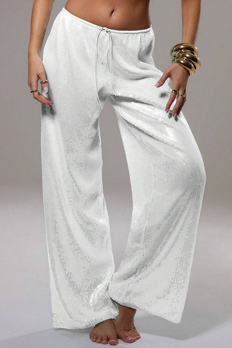 Sparkly Wide-Leg Casual Pants