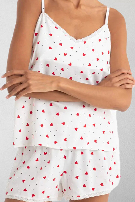 Heart Print Sleeveless Pajama Set