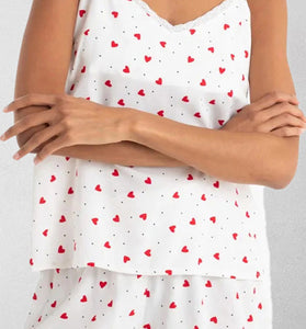 Heart Print Sleeveless Pajama Set
