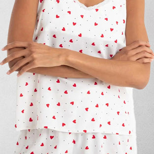 Heart Print Sleeveless Pajama Set