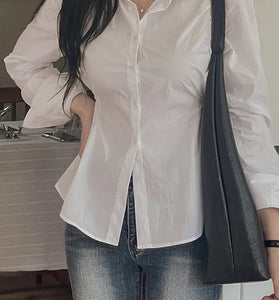 Classic Button-Up Long Sleeve Blouse
