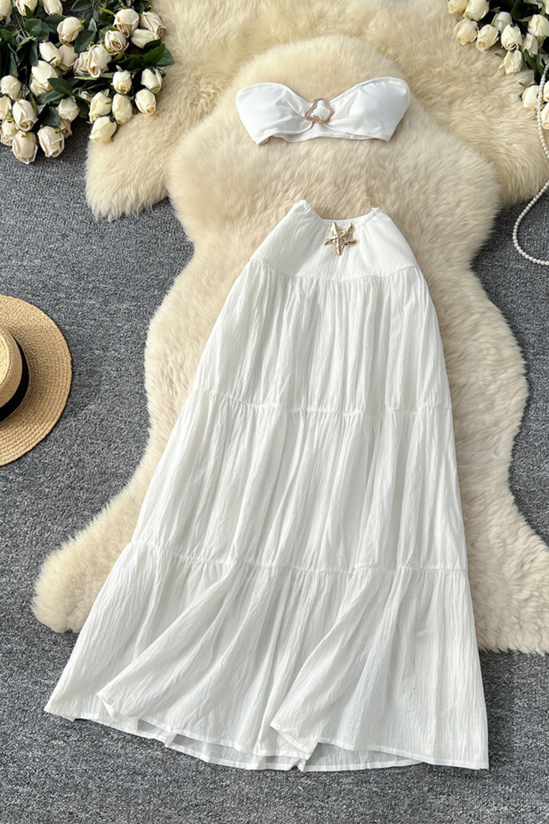 Elegant Tiered Strapless Skirt Set
