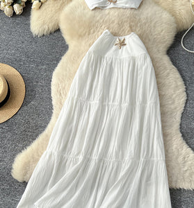 Elegant Tiered Strapless Skirt Set