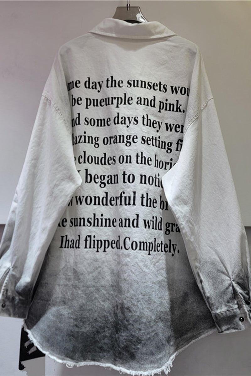 Ombre Text-Print Oversized Shirt