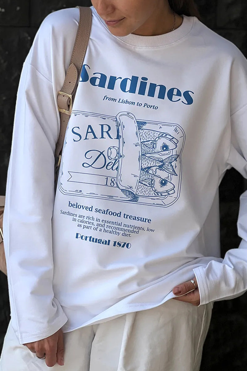 Graphic Sardines Long Sleeve Tee