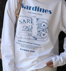 Graphic Sardines Long Sleeve Tee