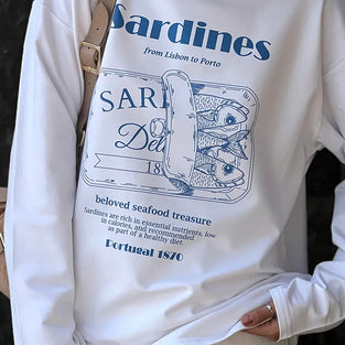 Graphic Sardines Long Sleeve Tee