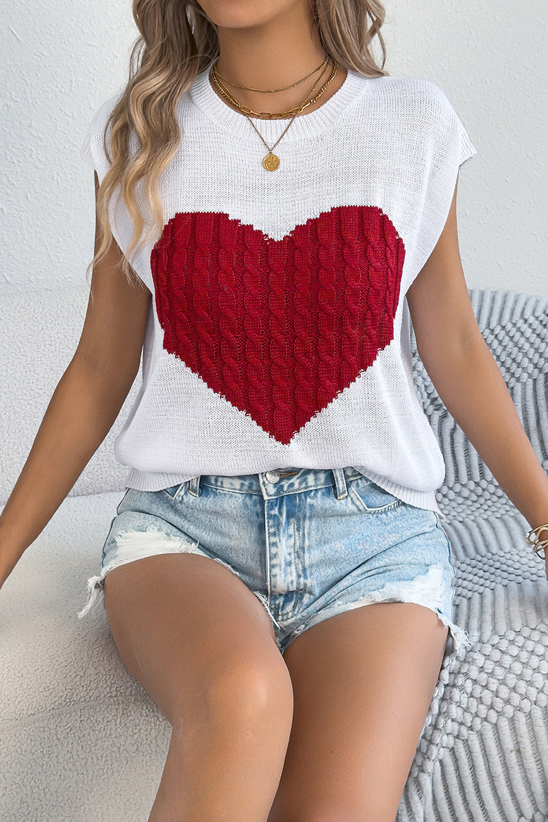 Heart Pattern Knit Sweater Vest