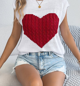 Heart Pattern Knit Sweater Vest